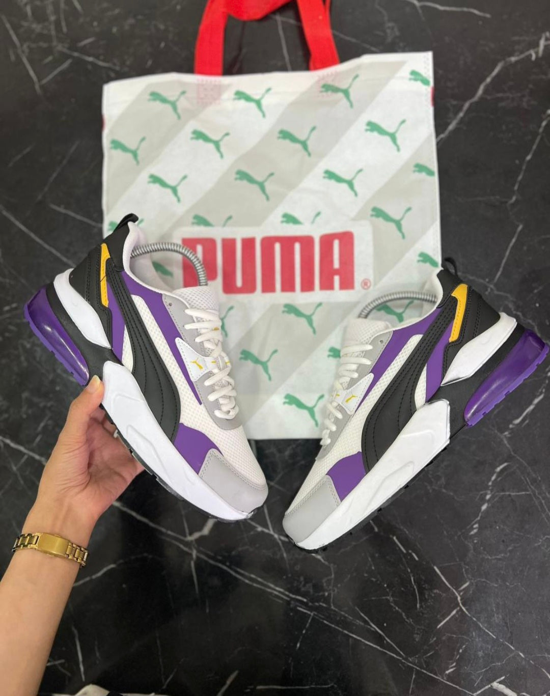 Мъжки маратонки на пума бяло с синя код 39